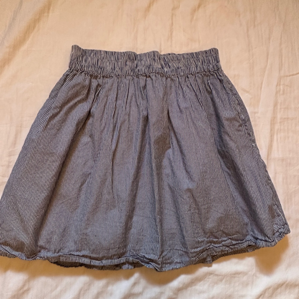 Striped Blue and White Women's Skirt with Pockets